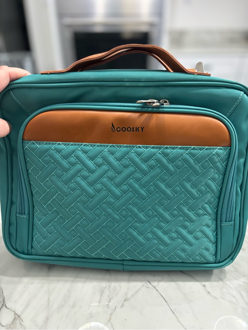 Teal and Tan Men’s Travel Bag